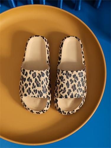 Leopard Print Cloud Slippers for Women Men Cheetah Print Pillow House Slippers Shower Sandals Quick Drying Non Slip2