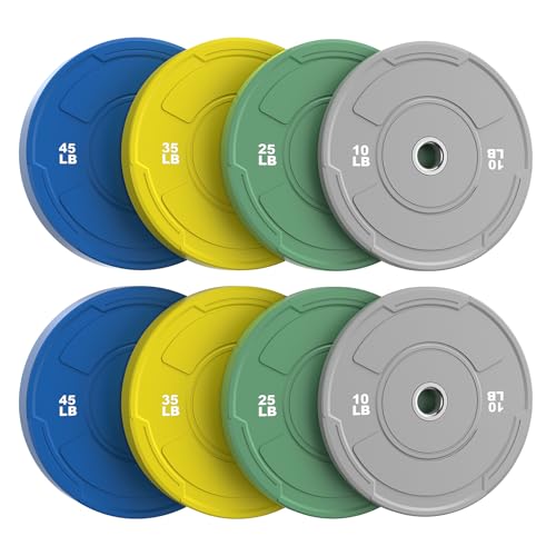 Sportsroyals 2-Inch Olympic Bumper Plates Set, Virgin Rubber, 230LB set