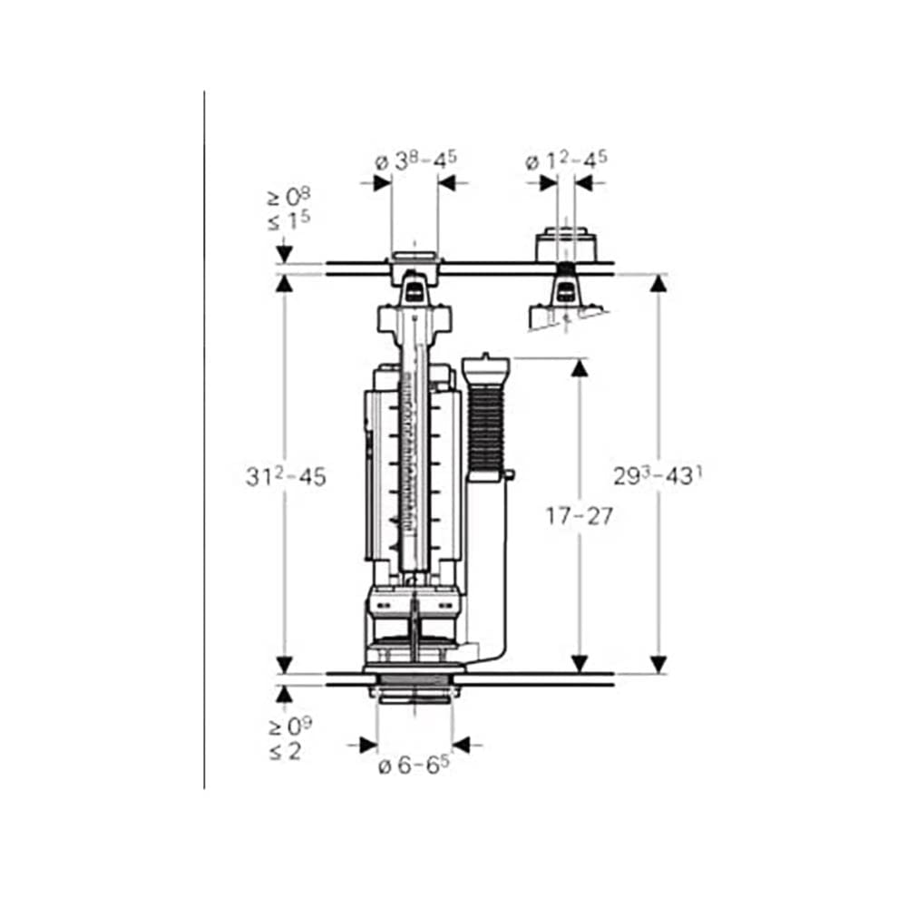 GEBERIT Toilet Dual Button Flush Cistern Valve Two Buttons Dual Flush