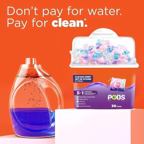 Image of 60 Pack Pods 5-in-1 Dissolvable Magic Laundry Pods for 60 Washes | Tough Stain Fighter for Top & Front Load Machines | Floral Aroma | Eco-Friendly | 1 Pod = 1 Wash for 5-7kg Loads (60 Pack Pods)