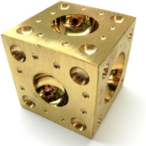JTS Brass Dapping Block 2-1/2" Doming Block 63mm Cube Half Spheres Forming Tool