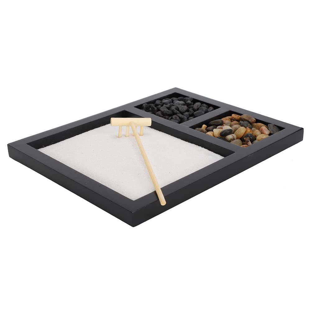 Peaceful Ambient with 4-Teeth Rake Sand Tray Decoration, Zen Sand Tray, Living Room Decoration for Home Decoration