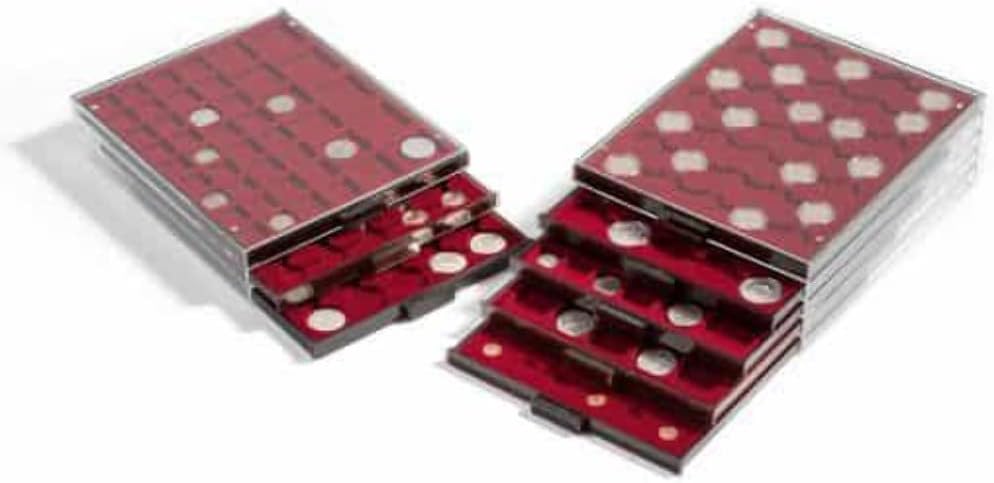 Leuchtturm 315873 MB Coin Box for Capsules 32 + 32.5 mm Diameter Inner Diameter German 10/20 Euro Coins, 10 Mk, 1 Ruble