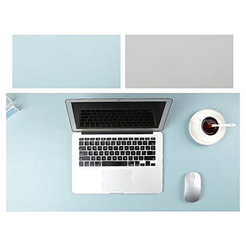 Tapis de souris antidérapant grand format protège bureau bleu cuir PU