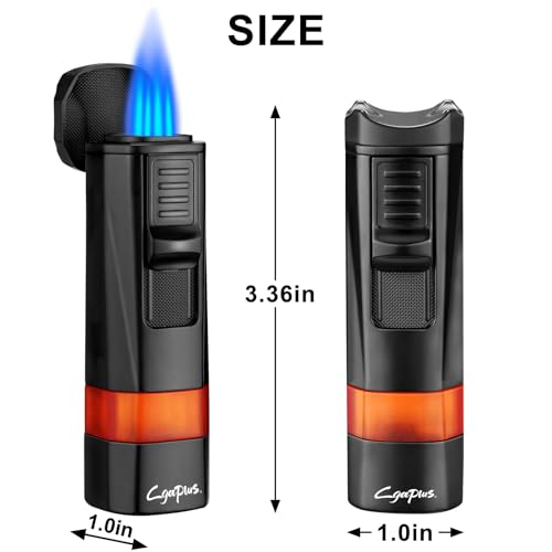Encendedor de antorcha triple recargable negro miniatura 6