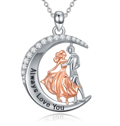 Dorunmo Dance Necklace 925 Sterling Silver Hug Necklace Couple Promise Jewelry Gifts for Women Wife
