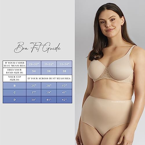 Ellen Tracy Everyday Soft Unlined Bra With Underwire - Smoothing Comfort And Lace - Adjustable Straps - 2-Pack Multipack - 38C Autumn Rose/Mocha #TOP4