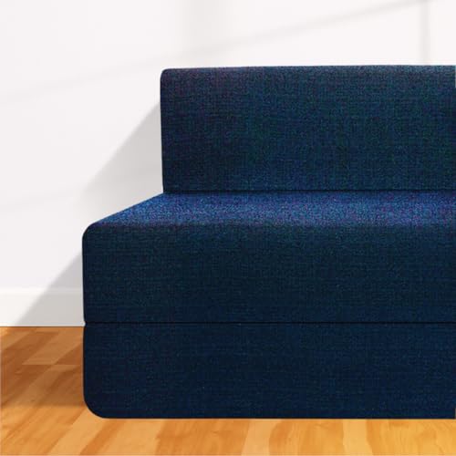Image of CELLBELL Comfy Sofa Cum Bed 6x6.5 Feet | Foldable Dual Use Couch Bed with Soft Cushions, Washable Fabric Cover & Sturdy Frame | Space Saving Modern Design for Living Room, Bedroom Use (Navy Blue)