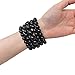BA UNIQUE FASHION Women's Faux Pearl Stretch Bracelet 5 PCS Set (Black)