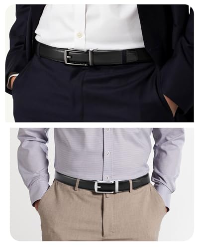 Image of CHAOREN Click Belt for Men 2 Pack - Mens Dress Belt 1 1 /4 inch in Packing Box - Design Belt Meet Almost Any Outfit and Occasion