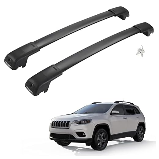 BougeRV Lockable Roof Rack Cross Bars Compatible with Jeep Cherokee 2014-2023 Aluminum Car Cross Bar for Rooftop Cargo Carrier Bag Basket Luggage Kayak Canoe Bike Snowboard Skiboard (Not for JGC)