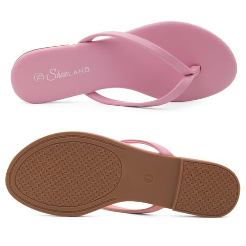 Image of Shoe Land Thong Flip Flops for Women, Memory Foam Flat Sandals, Lightweight Summer Slides, Non Slip Comfort Sandals for Beach, Travel and Everyday Wear