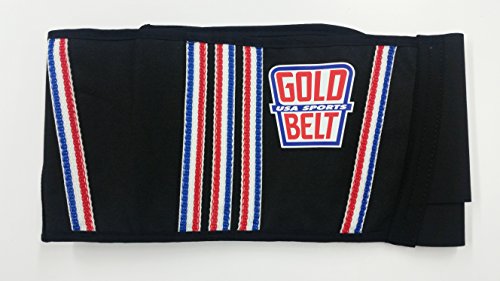 The Original GOLD BELT \"Professional belt\" motorcycle kidney belt (Black/red/white/blue) Fits 25\" - 36\" waist