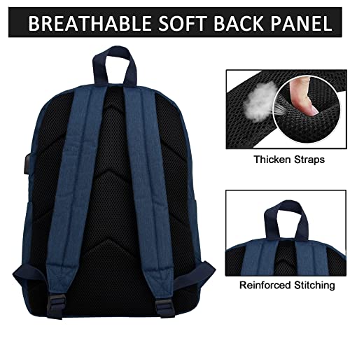 Image of SUPACOOL Casual Laptop Backpack for Men and Women, Backpack for College, USB Charging Port, Lightweight Pack Back(Navy blue)