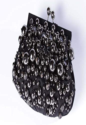 clutch bordada bolas preta besha