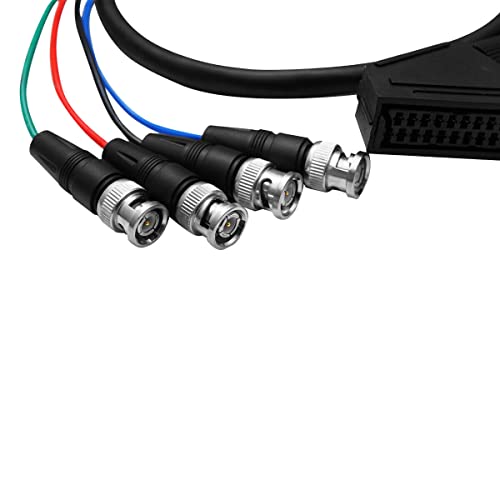 gtpartes Female RGB Euro SCART to 4 BNC + Audio Cable Compatible with Sony PVM Sega Genesis SNES Neo Geo