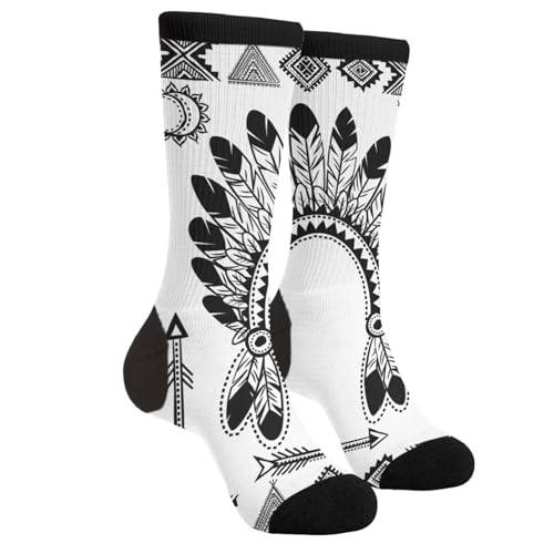 Pacific Northwest Native American Art Women Men Novelty Crew Dress Socks