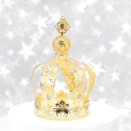 YADIRFCrown Creative Metal Cake Topper Accessory For Wedding Birthday Prince Themed Christmas Baby Shower Party Supplies (Gold)