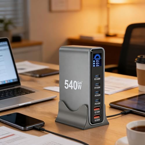 Station de charge rapide 670W USB Type C écran LCD pour PC