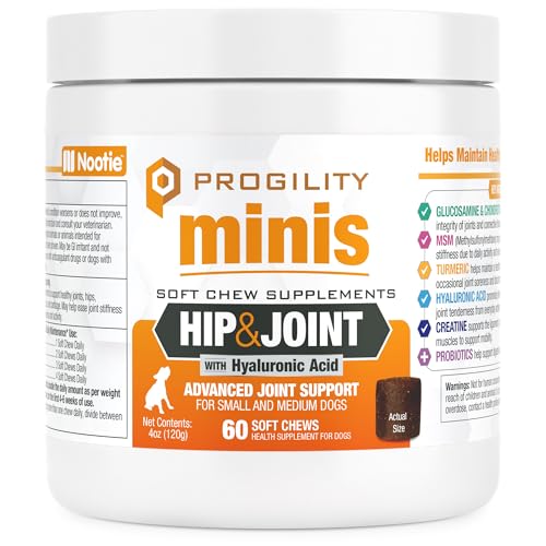 Image of Progility Mini Hip & Joint Supplement for Small to Medium Dogs - Daily Mobility & Joint Support with Glucosamine, Chondroitin & MSM, Soft Chews (60 Count)