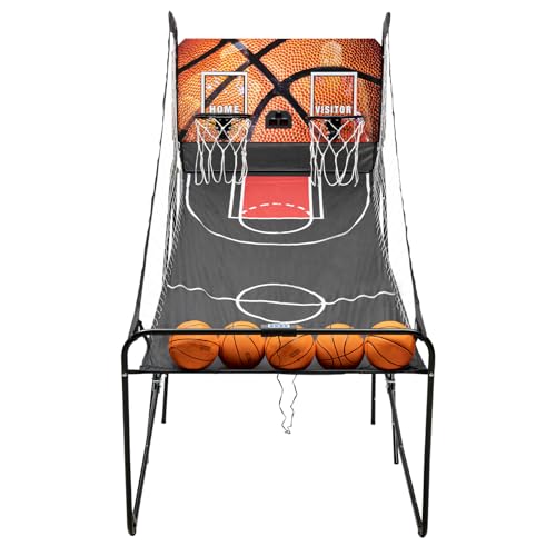 TFCFL Home Dual Shot Arcade Basketball Game, Sensor Scoring Hoop with 8 Game Modes & 5 Balls, Foldable Storage, Easy Setup for Family, Parties & NBA/NCAA Fans