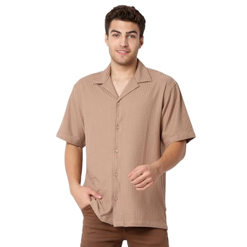 Image of Spykar Men's Relaxed Fit N /A Half Sleeve Printed Casual Shirts