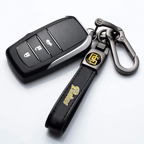 Image of Leather Car Keychain for Baseball Fans, Metal Car Key Ring Key Chain Accessories