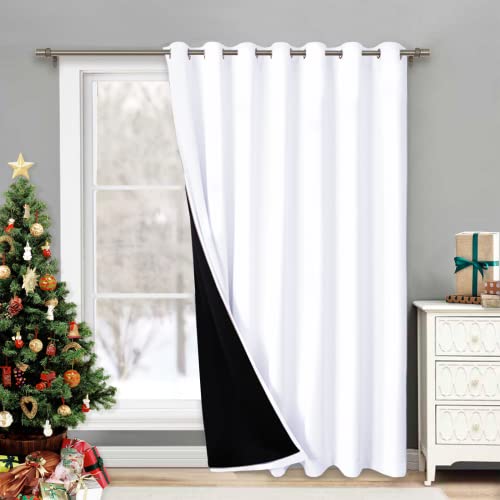 Image of NICETOWN Full Shading Curtain for Patio Door, Super Heavy-Duty Thermal Backing Sliding Glass Door Drape, Privacy Assured Window Treatment(1 Panel, 100 inches W x 95 inches L, Pure White)