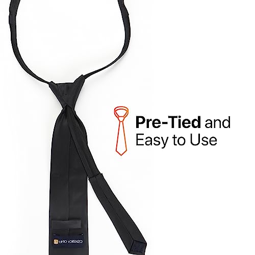 Image of boxed-gifts Umo Lorenzo Mens Zipper Ties Solid Color Pre Tied Polyester Neckties for Men and Women