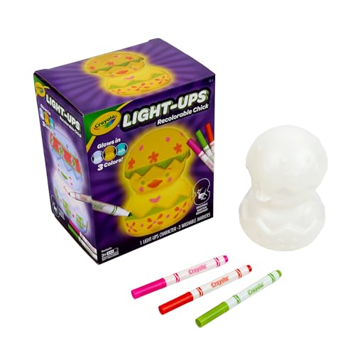 Crayola Light-Ups - Chick Recolorable Light Up Chicken Easter Craft Decoration Easter Egg Toy for Kids Basket Stuffer for Kids Ages 4+