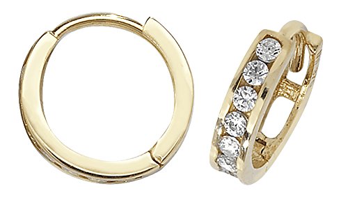 Boucles d'oreilles or 375/1000 femme zirconium 8mm puce oreille or jaune WJS1814
