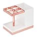 mDesign Decorative Plastic Bathroom Toothbrush and Toothpaste Stand Holder - Dental Organizer with 5 Storage Compartments for Bathroom Vanity Countertops and Medicine Cabinet - White/Rose Gold