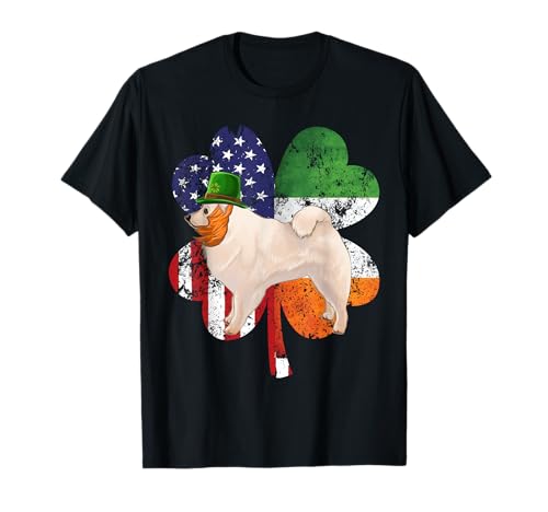 St Patricks Day Irish American Flag American Eskimo Dog T-Shirt