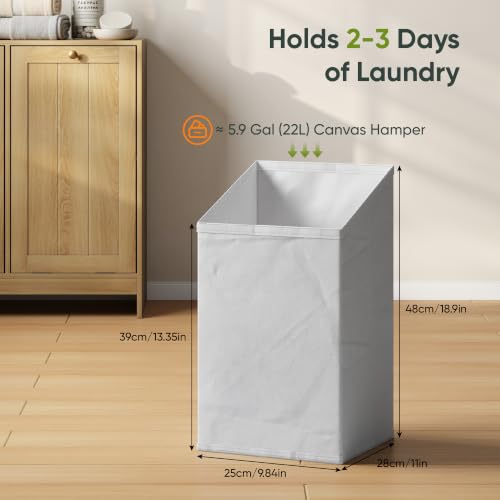 Image of Smart FENDEE Double Tilt Out Laundry Hamper Cabinet, Small Hidden Trash Cabinets with 2 Baskets for Kitchen, Freestanding Bathroom Storage Cabinet Unit, Natural Oak