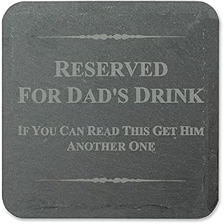 Father's Day Gifts for Dad Stepdad Pops Him|Funny Drinks Coasters Set of 1, 4 or 6|Wooden Cork Backed Non Slip for Cup Pint Glass Bottle Mug|Square 9 cm x 9 cm x 3 mm - Reserved