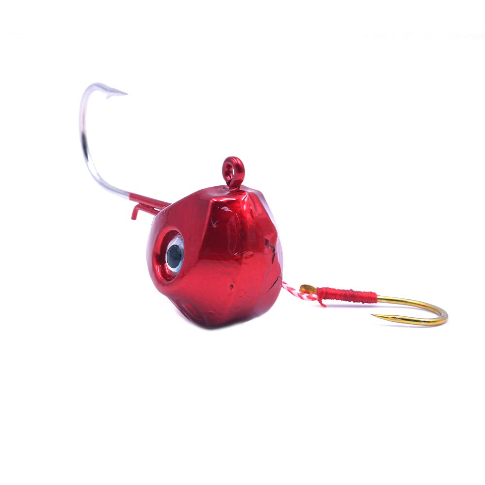 2 uds 60g señuelos de Pesca de Metal Plantillas de Pelo de Agua Salada señuelos de Pesca de Cabeza para lubina Rayada Walleye Snook Rockfish