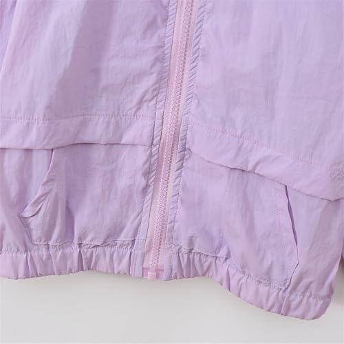 BILIKEYU Boys Girls Trench Coat Long Sleeve Zip up Hooded Lightweight Casual Fall Winter Outwear (Purple, 11-12 Years)4