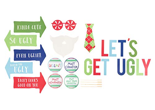 Image of Pearhead Ugly Sweater Party Kit, Christmas Party Kit, Holiday Party Decorations, Ugly Sweater Contest Kit and Holiday Photo Props, Holiday Party Photo Booth Props, Holiday Party Decorations