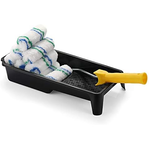 Paint Roller Tray Set, 4 inch Paint Roller, Paint Tray,Roller Frame, Small Paint Roller, Mini Paint Roller, House Painting Supplies, Paint Roller Covers,Roller Naps (12 Piece) Cover