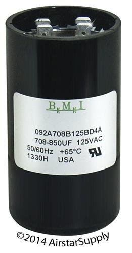 むった 708-850 uF x 110 125 VAC - BMI/USA Start Capacitor