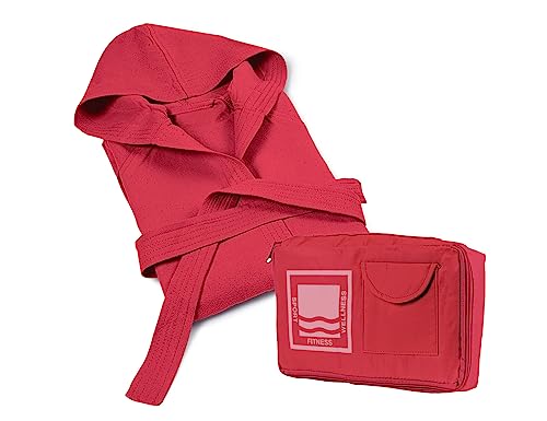 Banzaii Peignoir pour Homme et Femme 100% Microfibre à Capuche – Peignoir Unisexe avec Sac Résistant pour gagner de la place - Taille XXL Rouge