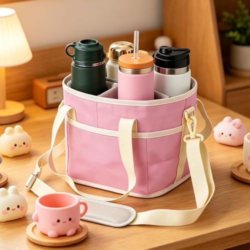 Bolsa térmica porta bebidas reutilizable y organizador de vasos portátil 3