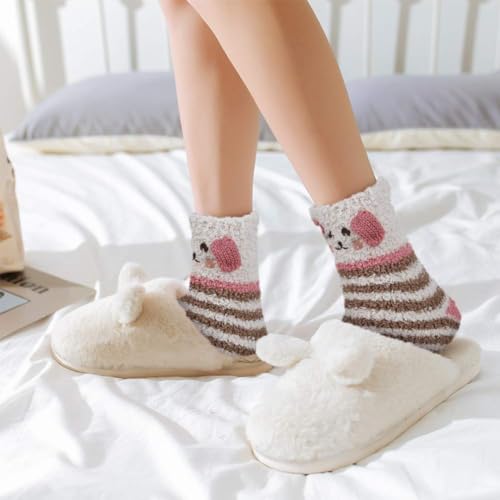 Image of Loritta 6 Pairs Womens Fuzzy Socks, Winter Warm Fluffy Slipper Socks