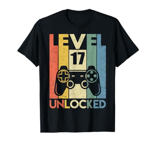 Gaming Vintage 17th Birthday Gift 17 Year Old Boy Girl Gamer T-Shirt