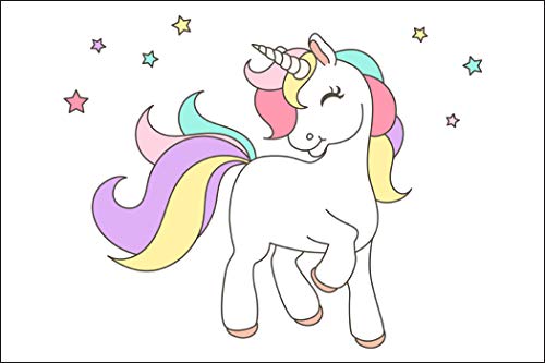 Muralo Papel pintado fotográfico para habitación infantil, 90 x 135 cm, no tejido, con unicornio, estrellas, multicolor, mundo infantil, juvenil, moderno XXL