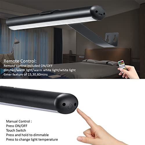 Image of Wireless Picture Light Battery Operated,Rechargeable Painting Light with Remote Control,Metal Art Display Lamp,3 Modes,Dimmable Dartboard Light with Timer for Frame Picture Gallery,300LM