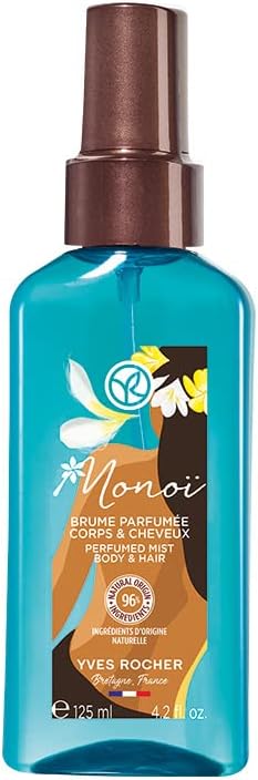 Yves Rocher Monoï Geparfumeerde geurspray voor lichaam en haar, verfrissende geurspray met onweerstaanbare geur, 1 x pompflacon 125 ml