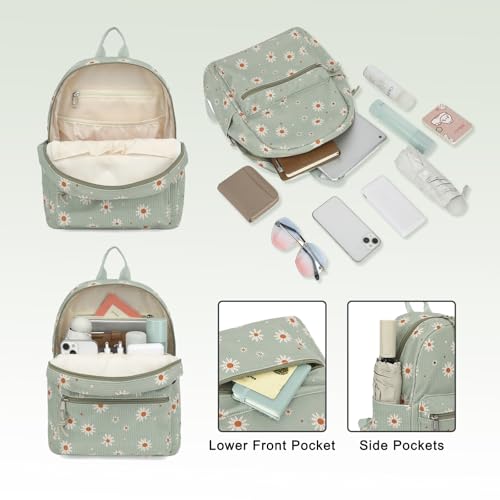 Image of Corduroy Womens Mini Backpack Girls Small Backpack Purse Fashion Casual Daypack School Bookbag (Daisy Green)