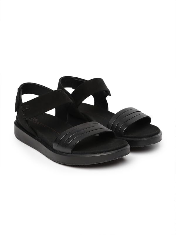 Flowt Black Regulars Width Women Flat Sandals- UK - 6