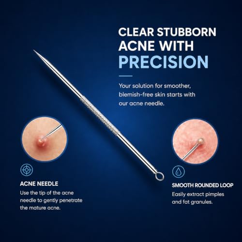 Image of Blackhead Remover Tool Kit, 4 Pcs Professional Stainless Steel Blackhead & Pimple Popper Extractor Kit, Acne Comedone Remover, Whitehead & Blemish Removal Tools with Storage Case for Face & Nose